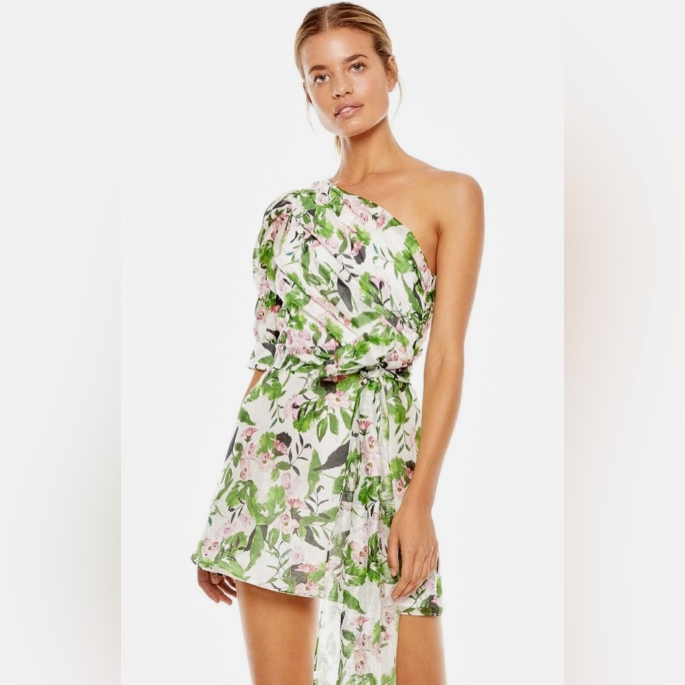 La Maison Talulah Tropo Floral Linen one shoulder dress
